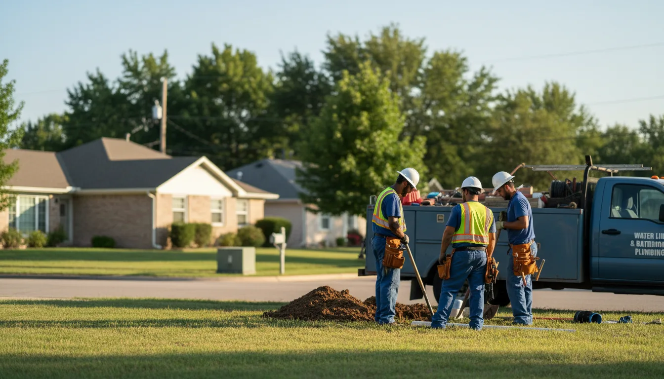 Residential water line and bathroom plumbing service in Mcdade, TX